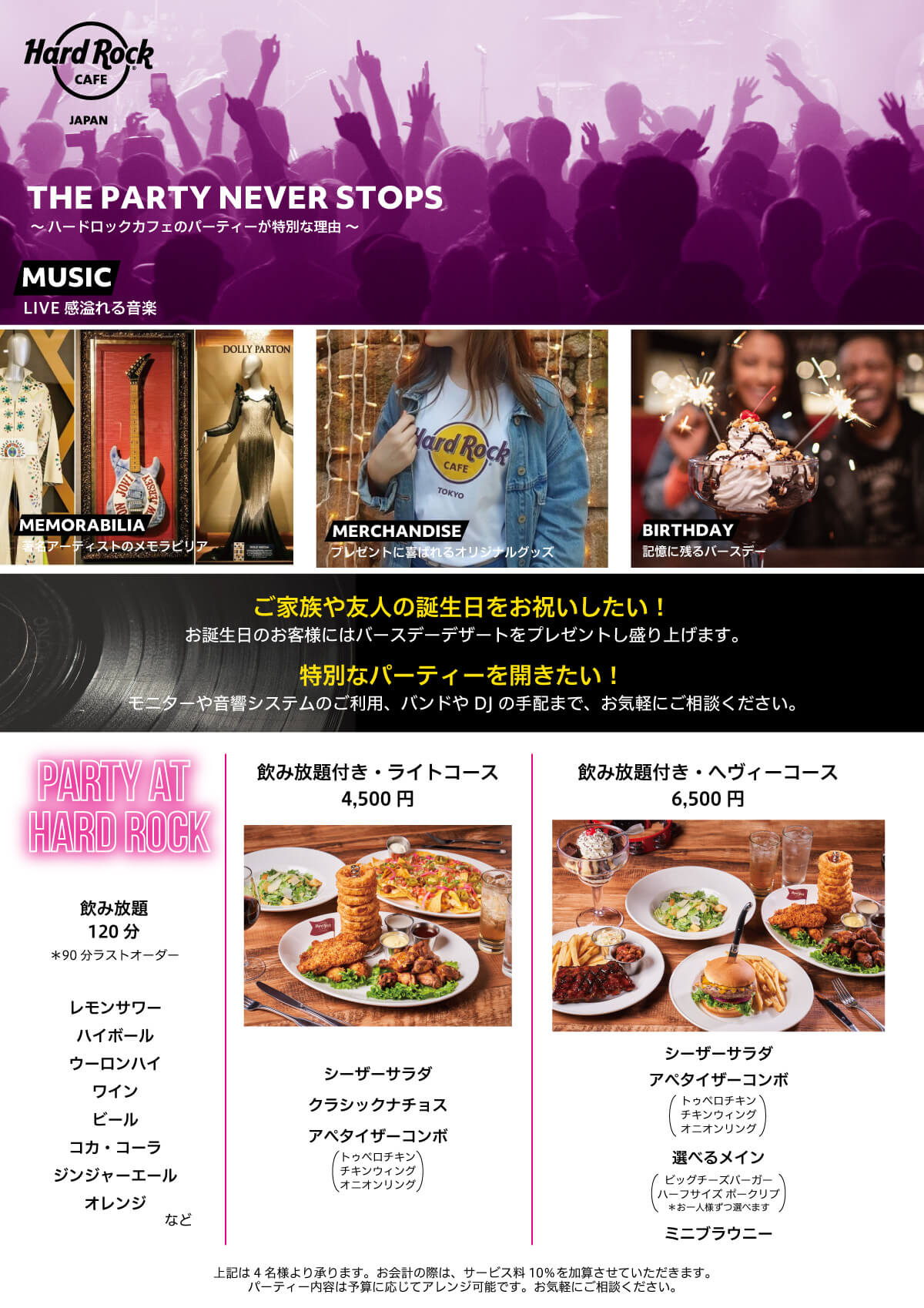 ハードロックカフェ パーティープラン